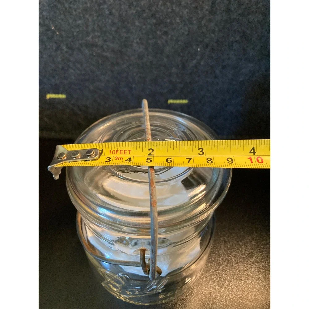 Vtg Ball Eclipse Wide Mouth Mason‎ Jar Original Glass Lid Wire Bail Jelly Size